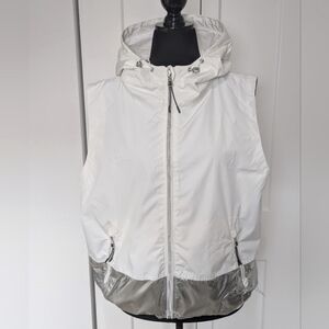 Calvin Klein Performance Actiwear White and Silver Women's Hooded Vest Size XL